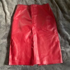 ❤️🔥 Vintage Caché Red Leather Skirt